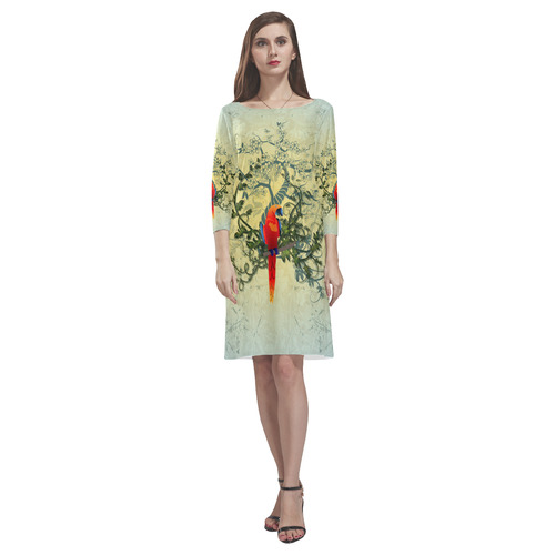 Cute parrot Rhea Loose Round Neck Dress(Model D22)