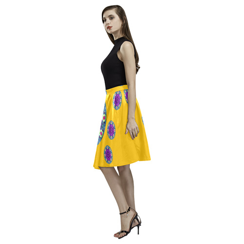 Sweet as candy and yellow Melete Pleated Midi Skirt (Model D15)