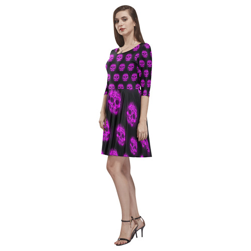 Sugarskull Pattern,purple by JamColors Tethys Half-Sleeve Skater Dress(Model D20)