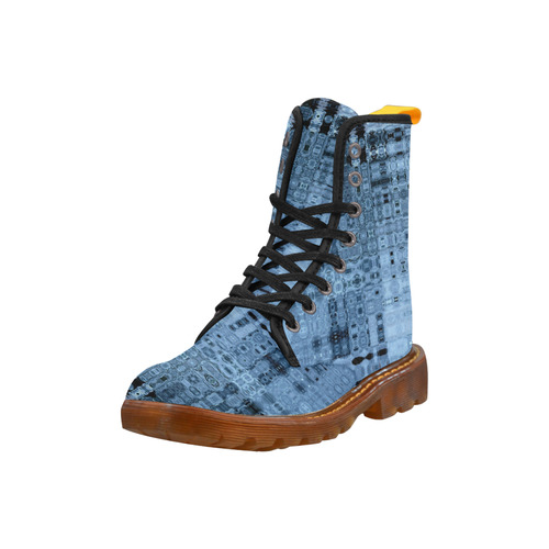 Ice Blue Abstract Pattern Martin Boots For Women Model 1203H
