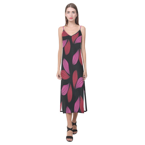 Pretty Petals V-Neck Open Fork Long Dress(Model D18)