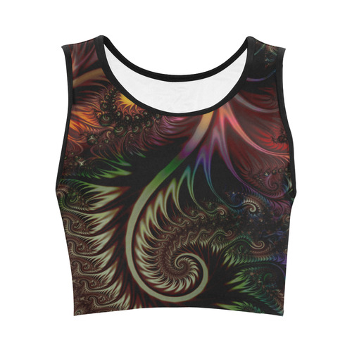 fractal pattern with dots and waves Women's Crop Top (Model T42)