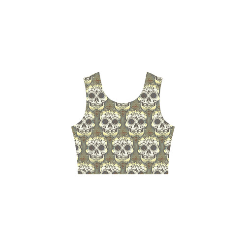 new skull allover pattern 05F by JamColors Thea Sleeveless Skater Dress(Model D19)