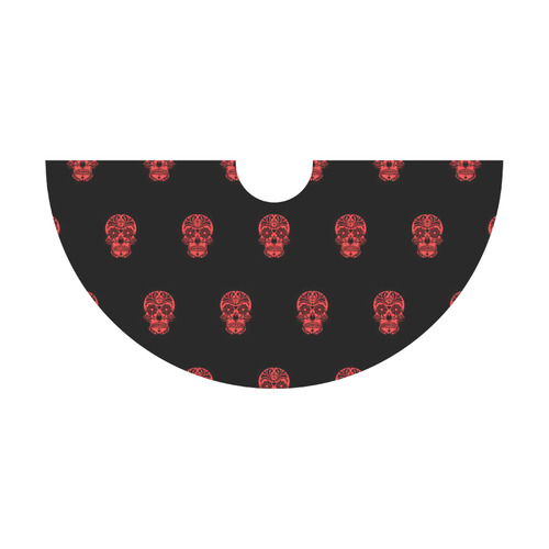 skull pattern red Thea Sleeveless Skater Dress(Model D19)