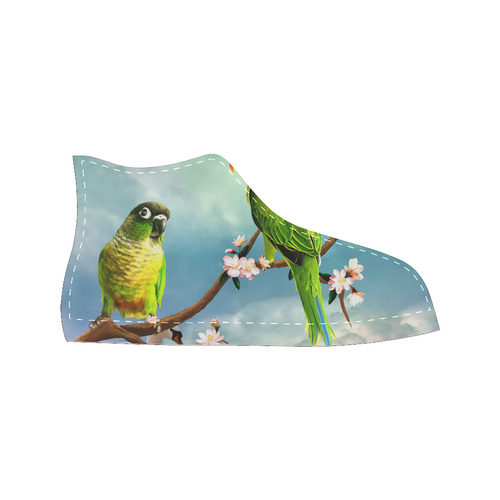 Funny cute parrots Women's Classic High Top Canvas Shoes (Model 017)