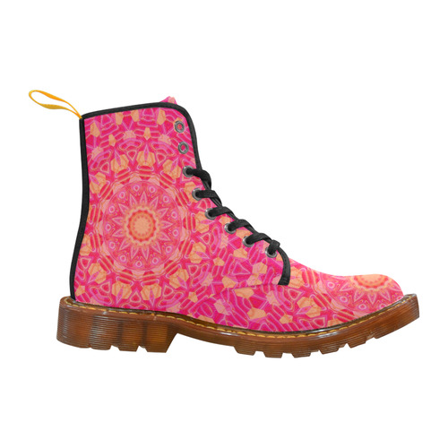 Pink Orange and Rose Abstract Flower Martin Boots For Women Model 1203H