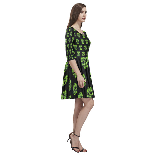 new skull allover pattern  04E by JamColors Tethys Half-Sleeve Skater Dress(Model D20)