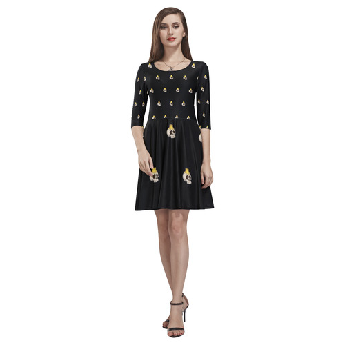 halloween - skull with candle pattern Tethys Half-Sleeve Skater Dress(Model D20)