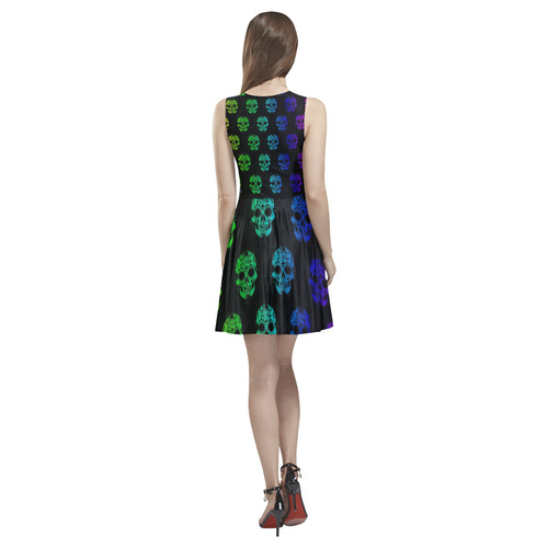 new skull allover pattern  04G by JamColors Thea Sleeveless Skater Dress(Model D19)