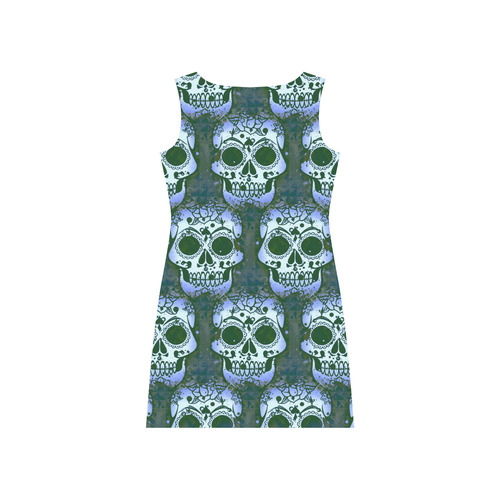 new skull allover pattern 05D by JamColors Rhea Loose Round Neck Dress(Model D22)