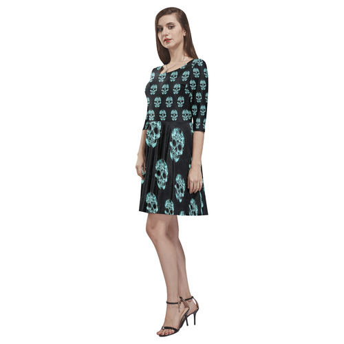 new skull allover pattern  04H Tethys Half-Sleeve Skater Dress(Model D20)