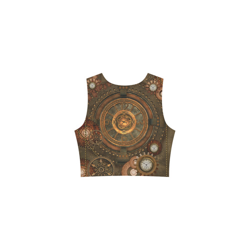 Steampunk, wonderful vintage clocks and gears Thea Sleeveless Skater Dress(Model D19)