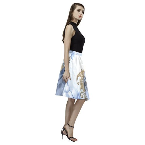 Wonderful floral design Melete Pleated Midi Skirt (Model D15)