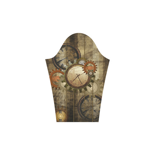 Steampunk, wonderful noble desig, clocks and gears Rhea Loose Round Neck Dress(Model D22)