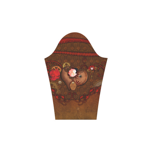 Steampunk heart with roses, valentines Rhea Loose Round Neck Dress(Model D22)