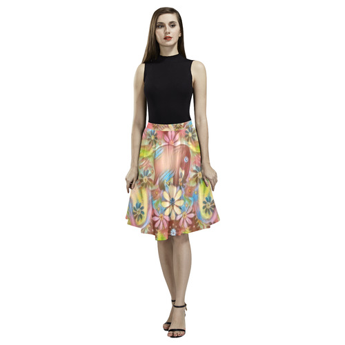 Jungle life and paradise apples Melete Pleated Midi Skirt (Model D15)