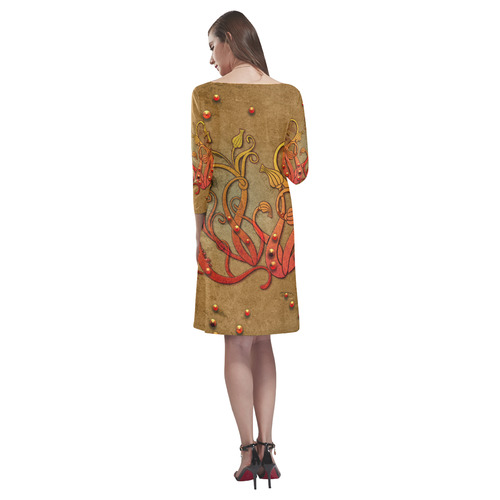 Wonderful decorative flowers Rhea Loose Round Neck Dress(Model D22)