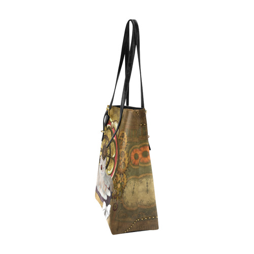 Steampunk, awseome cat clacks and gears Euramerican Tote Bag/Small (Model 1655)