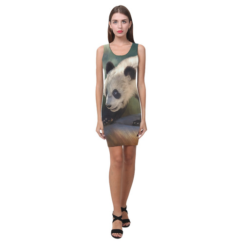 A cute painted panda bear baby. Medea Vest Dress (Model D06)