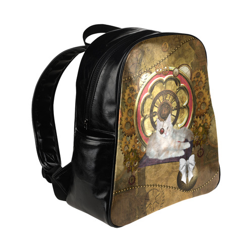 Steampunk, awseome cat clacks and gears Multi-Pockets Backpack (Model 1636)