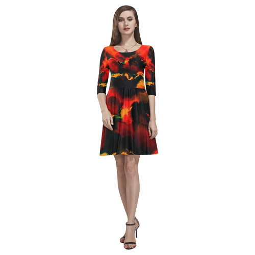 awesome fractal 37 Tethys Half-Sleeve Skater Dress(Model D20)