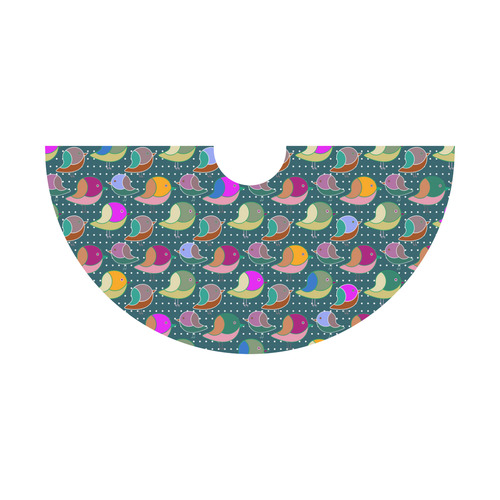 Simply Geometric Cute Birds Pattern Colored Tethys Half-Sleeve Skater Dress(Model D20)