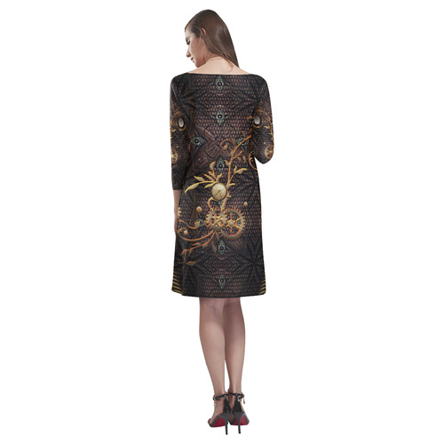 Steampunk, gallant design Rhea Loose Round Neck Dress(Model D22)