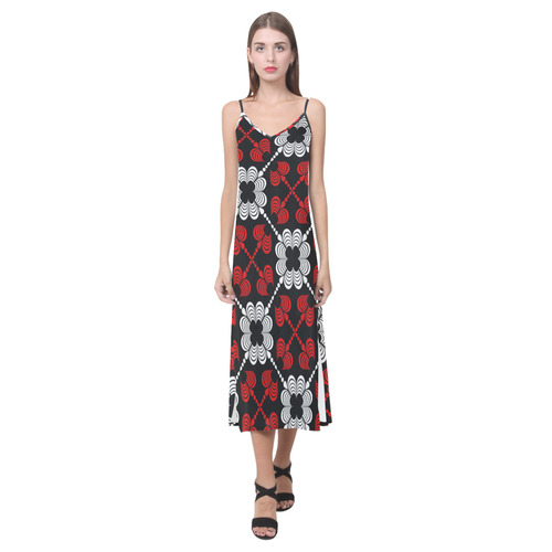 Royal Hearts V-Neck Open Fork Long Dress(Model D18)