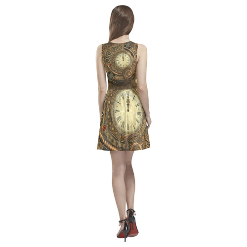 Steampunk, awesome clockwork Thea Sleeveless Skater Dress(Model D19)