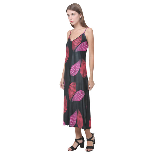 Pretty Petals V-Neck Open Fork Long Dress(Model D18)