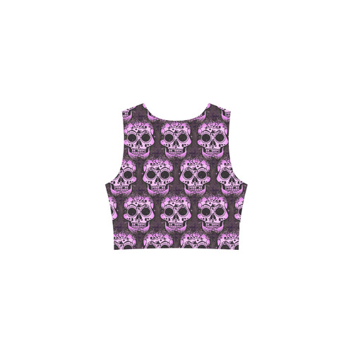 new skull allover pattern 05A by JamColors Thea Sleeveless Skater Dress(Model D19)