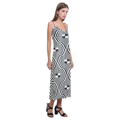 Ruffles and Ridges V-Neck Open Fork Long Dress(Model D18)