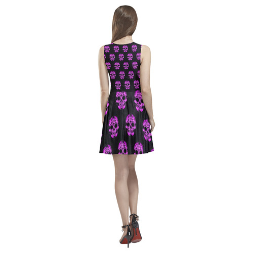 new skull allover pattern  04F by JamColors Thea Sleeveless Skater Dress(Model D19)