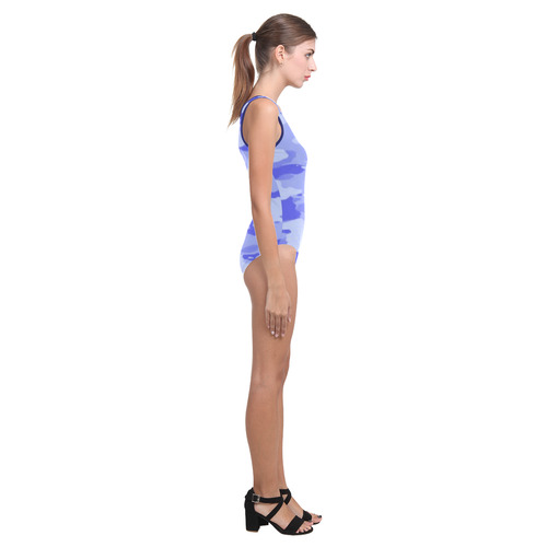 Blue Camo Vest One Piece Swimsuit (Model S04)