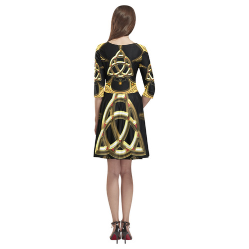 The celtic knote, golden design Tethys Half-Sleeve Skater Dress(Model D20)