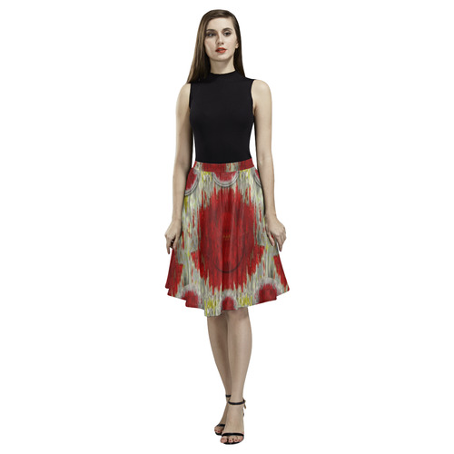 paint on water falls in peace and calm Melete Pleated Midi Skirt (Model D15)