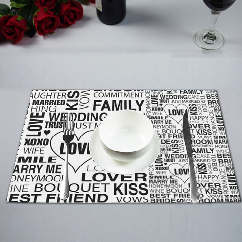 Placemat Wedding Gift Bride Groom Art Print Wht Placemat 12’’ x 18’’ (Two Pieces)