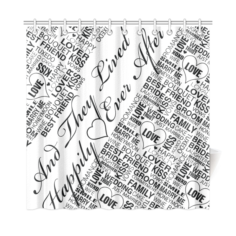 Wedding Gift Shower Wedding Words Print Shower Curtain 72"x72" ID
