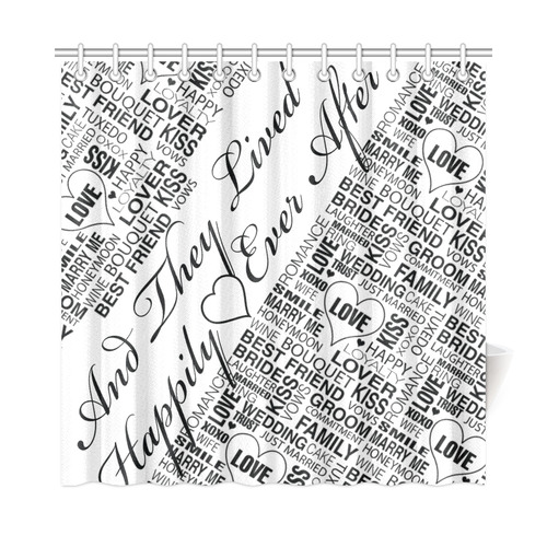 Wedding Gift Shower Wedding Words Print Shower Curtain 72"x72" ID