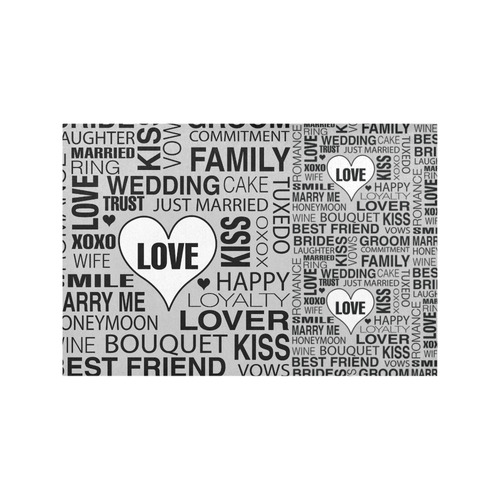 Placemat Wedding Gift Bride Groom Art Print Grey Placemat 12’’ x 18’’ (Set of 2)