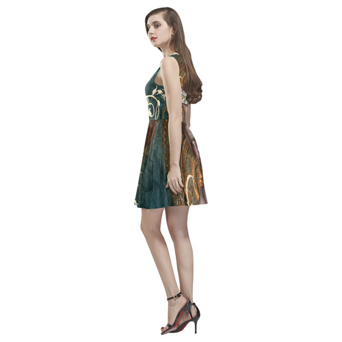 The steampunk lady with awesome eyes, clocks Thea Sleeveless Skater Dress(Model D19)