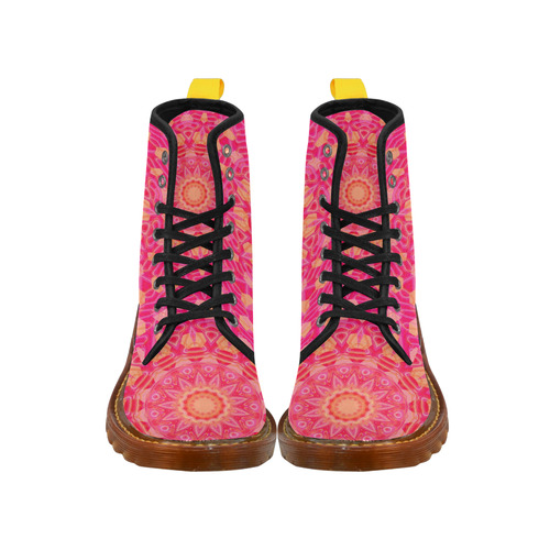 Pink Orange and Rose Abstract Flower Martin Boots For Women Model 1203H