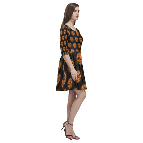 Sugarskull Pattern, orange by JamColors Tethys Half-Sleeve Skater Dress(Model D20)