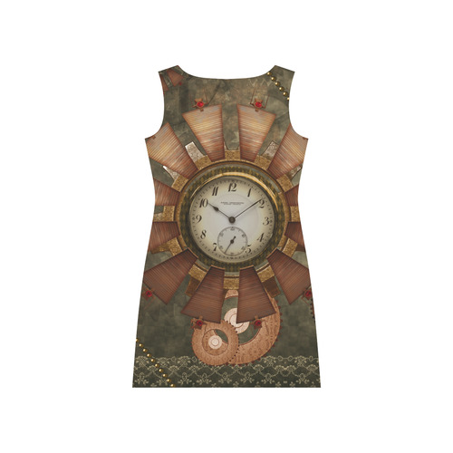 Steampunk, wonderful clocks in noble design Rhea Loose Round Neck Dress(Model D22)