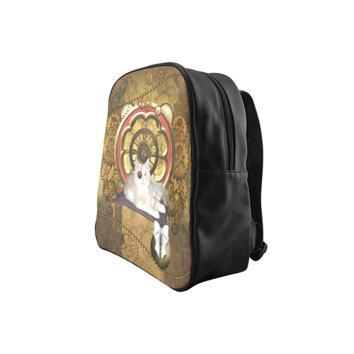 Steampunk, awseome cat clacks and gears School Backpack (Model 1601)(Small)