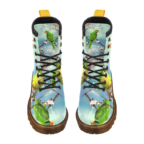Funny cute parrots High Grade PU Leather Martin Boots For Women Model 402H