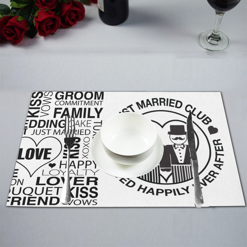 Wedding Gift Placemat Set Groom Lgbt Just Married Print Placemat 12’’ x 18’’ (Two Pieces)