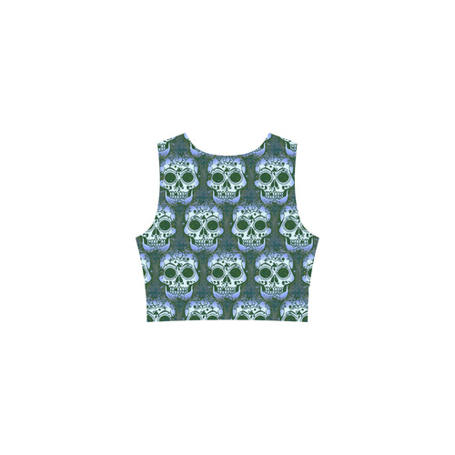 new skull allover pattern 05D by JamColors Thea Sleeveless Skater Dress(Model D19)