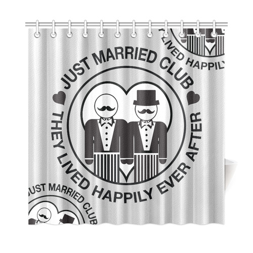 Wedding Gift Shower Curtain Just Married Groom Lgbt Print Shower Curtain 72"x72"