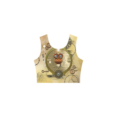 Steampunk, wonderful owl Thea Sleeveless Skater Dress(Model D19)